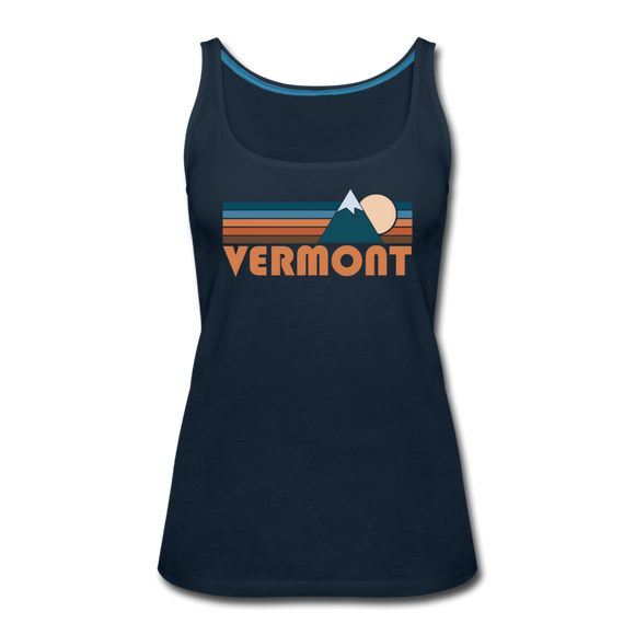 Vermont Women’s Tank Top - Retro Mountain Women’s Vermont Tank Top - deep navy
