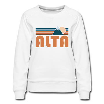 Alta, Utah Women’s Sweatshirt - Retro Mountain Women’s Alta Crewneck Sweatshirt - white
