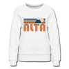 Alta, Utah Women’s Sweatshirt - Retro Mountain Women’s Alta Crewneck Sweatshirt - white