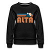 Alta, Utah Women’s Sweatshirt - Retro Mountain Women’s Alta Crewneck Sweatshirt - black