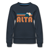 Alta, Utah Women’s Sweatshirt - Retro Mountain Women’s Alta Crewneck Sweatshirt - navy