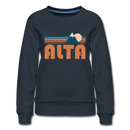 Alta, Utah Women’s Sweatshirt - Retro Mountain Women’s Alta Crewneck Sweatshirt - navy