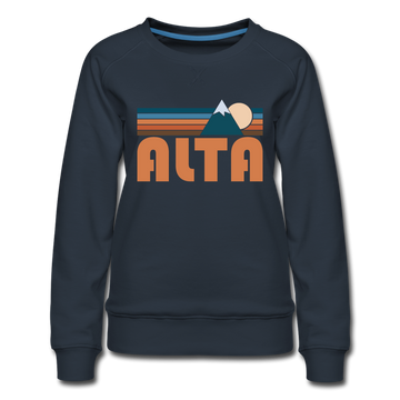 Alta, Utah Women’s Sweatshirt - Retro Mountain Women’s Alta Crewneck Sweatshirt - navy