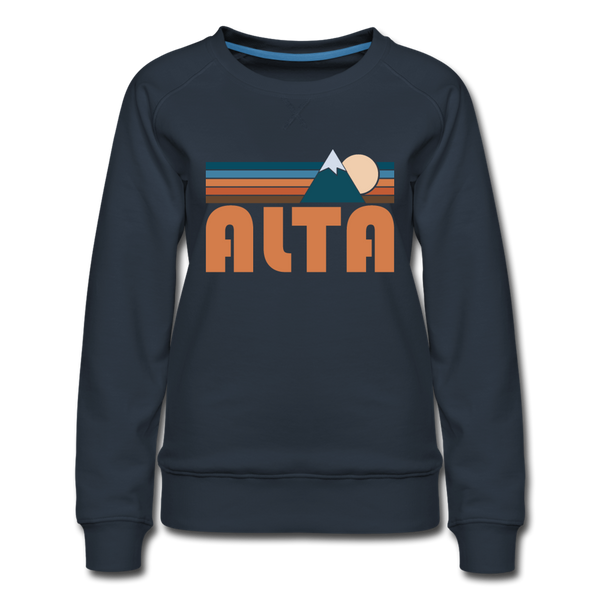 Alta, Utah Women’s Sweatshirt - Retro Mountain Women’s Alta Crewneck Sweatshirt - navy