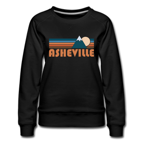 Asheville, North Carolina Women’s Sweatshirt - Retro Mountain Women’s Asheville Crewneck Sweatshirt - black