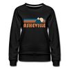 Asheville, North Carolina Women’s Sweatshirt - Retro Mountain Women’s Asheville Crewneck Sweatshirt - black