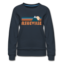 Asheville, North Carolina Women’s Sweatshirt - Retro Mountain Women’s Asheville Crewneck Sweatshirt - navy