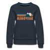 Asheville, North Carolina Women’s Sweatshirt - Retro Mountain Women’s Asheville Crewneck Sweatshirt - navy