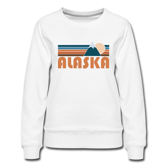 Alaska Women’s Sweatshirt - Retro Mountain Women’s Alaska Crewneck Sweatshirt - white