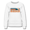 Alaska Women’s Sweatshirt - Retro Mountain Women’s Alaska Crewneck Sweatshirt - white