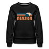 Alaska Women’s Sweatshirt - Retro Mountain Women’s Alaska Crewneck Sweatshirt - black