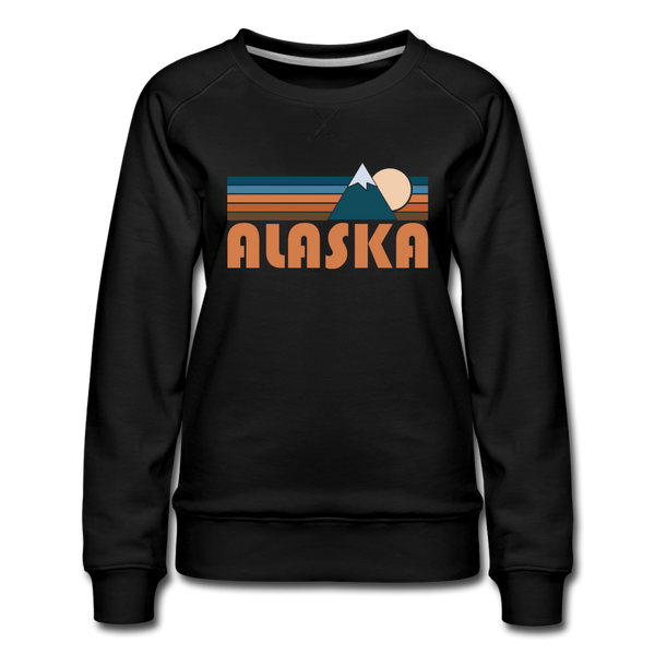 Alaska Women’s Sweatshirt - Retro Mountain Women’s Alaska Crewneck Sweatshirt - black