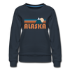Alaska Women’s Sweatshirt - Retro Mountain Women’s Alaska Crewneck Sweatshirt - navy