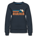 Alaska Women’s Sweatshirt - Retro Mountain Women’s Alaska Crewneck Sweatshirt - navy