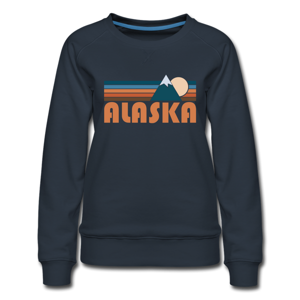 Alaska Women’s Sweatshirt - Retro Mountain Women’s Alaska Crewneck Sweatshirt - navy