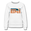 Aspen, Colorado Women’s Sweatshirt - Retro Mountain Women’s Aspen Crewneck Sweatshirt - white