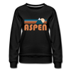Aspen, Colorado Women’s Sweatshirt - Retro Mountain Women’s Aspen Crewneck Sweatshirt - black