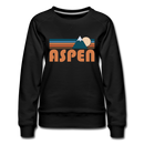 Aspen, Colorado Women’s Sweatshirt - Retro Mountain Women’s Aspen Crewneck Sweatshirt - black