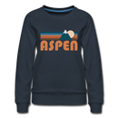 Aspen, Colorado Women’s Sweatshirt - Retro Mountain Women’s Aspen Crewneck Sweatshirt - navy