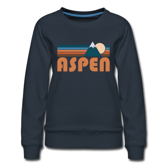 Aspen, Colorado Women’s Sweatshirt - Retro Mountain Women’s Aspen Crewneck Sweatshirt - navy