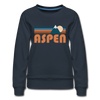 Aspen, Colorado Women’s Sweatshirt - Retro Mountain Women’s Aspen Crewneck Sweatshirt - navy
