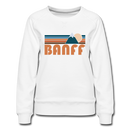 Banff, Canada Women’s Sweatshirt - Retro Mountain Women’s Banff Crewneck Sweatshirt - white