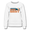 Banff, Canada Women’s Sweatshirt - Retro Mountain Women’s Banff Crewneck Sweatshirt - white