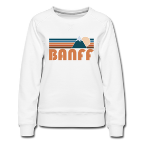 Banff, Canada Premium Women's Sweatshirt - Retro Mountain Women's Banff Crewneck Sweatshirt