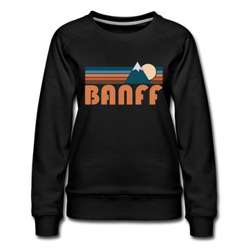 Banff, Canada Women’s Sweatshirt - Retro Mountain Women’s Banff Crewneck Sweatshirt - black