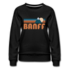 Banff, Canada Women’s Sweatshirt - Retro Mountain Women’s Banff Crewneck Sweatshirt - black