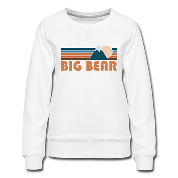 Big Bear, California Women’s Sweatshirt - Retro Mountain Women’s Big Bear Crewneck Sweatshirt - white