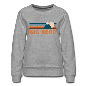 Big Bear, California Women’s Sweatshirt - Retro Mountain Women’s Big Bear Crewneck Sweatshirt - heather gray