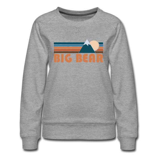 Big Bear, California Women’s Sweatshirt - Retro Mountain Women’s Big Bear Crewneck Sweatshirt - heather gray