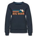 Big Bear, California Women’s Sweatshirt - Retro Mountain Women’s Big Bear Crewneck Sweatshirt - navy