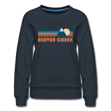 Beaver Creek, Colorado Women’s Sweatshirt - Retro Mountain Women’s Beaver Creek Crewneck Sweatshirt - navy