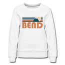 Bend, Oregon Women’s Sweatshirt - Retro Mountain Women’s Bend Crewneck Sweatshirt - white
