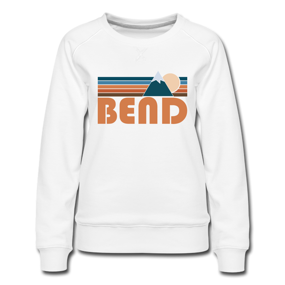 Bend, Oregon Women’s Sweatshirt - Retro Mountain Women’s Bend Crewneck Sweatshirt - white