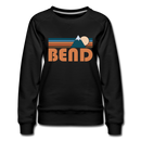 Bend, Oregon Women’s Sweatshirt - Retro Mountain Women’s Bend Crewneck Sweatshirt - black