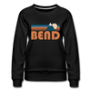 Bend, Oregon Women’s Sweatshirt - Retro Mountain Women’s Bend Crewneck Sweatshirt - black
