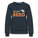 Bend, Oregon Women’s Sweatshirt - Retro Mountain Women’s Bend Crewneck Sweatshirt - navy