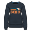 Bend, Oregon Women’s Sweatshirt - Retro Mountain Women’s Bend Crewneck Sweatshirt - navy