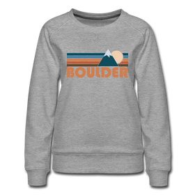 Boulder, Colorado Premium Women's Sweatshirt - Retro Mountain Women's Boulder Crewneck Sweatshirt