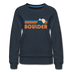 Boulder, Colorado Women’s Sweatshirt - Retro Mountain Women’s Boulder Crewneck Sweatshirt - navy