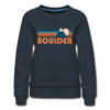 Boulder, Colorado Premium Women's Sweatshirt - Retro Mountain Women's Boulder Crewneck Sweatshirt