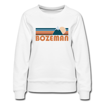 Bozeman, Montana Women’s Sweatshirt - Retro Mountain Women’s Bozeman Crewneck Sweatshirt - white