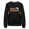 Bozeman, Montana Women’s Sweatshirt - Retro Mountain Women’s Bozeman Crewneck Sweatshirt - black