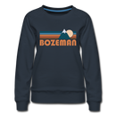 Bozeman, Montana Women’s Sweatshirt - Retro Mountain Women’s Bozeman Crewneck Sweatshirt - navy
