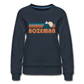 Bozeman, Montana Women’s Sweatshirt - Retro Mountain Women’s Bozeman Crewneck Sweatshirt - navy