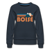 Boise, Idaho Women’s Sweatshirt - Retro Mountain Women’s Boise Crewneck Sweatshirt - navy