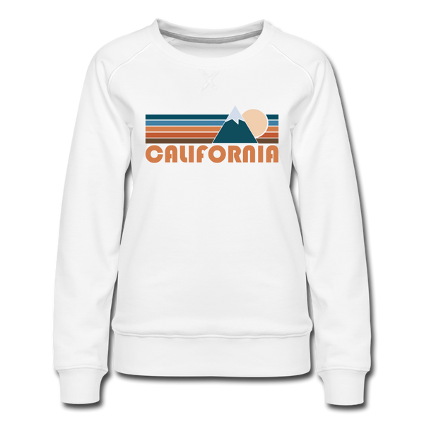 California Women’s Sweatshirt - Retro Mountain Women’s California Crewneck Sweatshirt - white